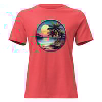 Image 5 of Women's Relaxed T-Shirt, Tropical Beach Sunset tee