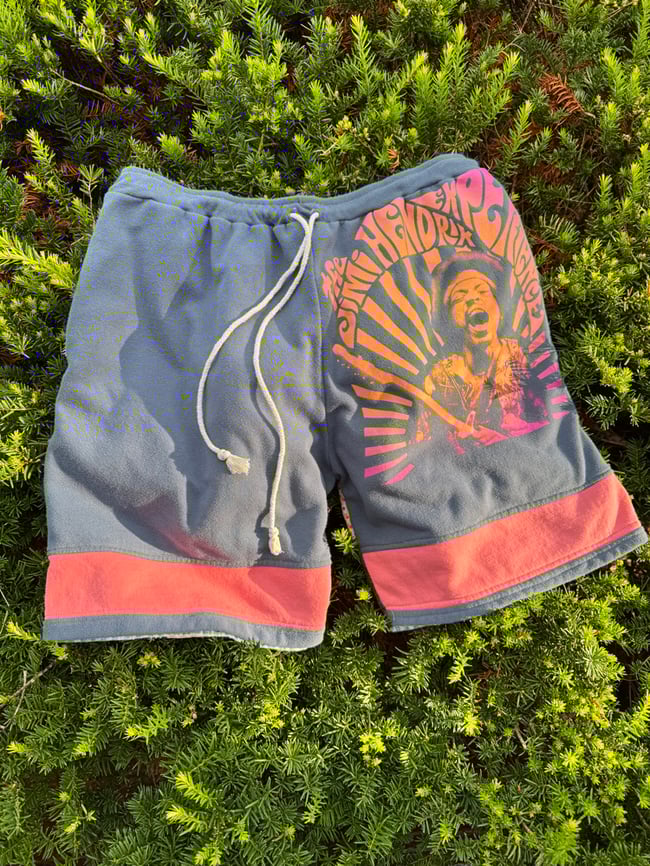 Jimi Hendrix Upcycled Quilt Shorts, L-XL
