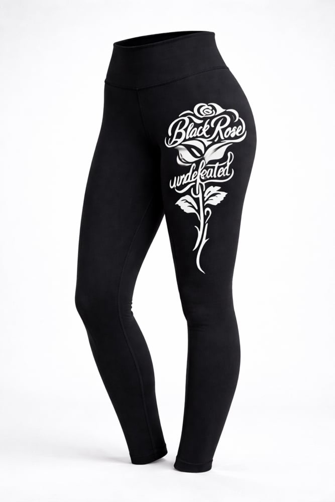 Image of Black rose big logo leggings - PRE ORDER