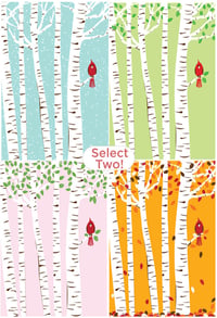 Image 1 of Any 2 Cardinal Seasons Silkscreen Birches Art Prints