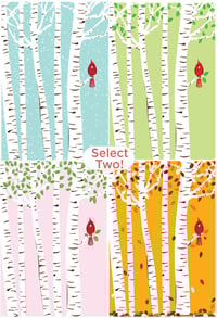 Image 1 of Any 2 Cardinal Seasons Silkscreen Birches Art Prints