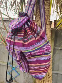 Image 4 of MALIA Mexican Baja woven fabric Backpack -PURPLE
