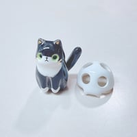 Image 4 of Tuxedo Kitty With Skull Mask Ceramic Figurine 1