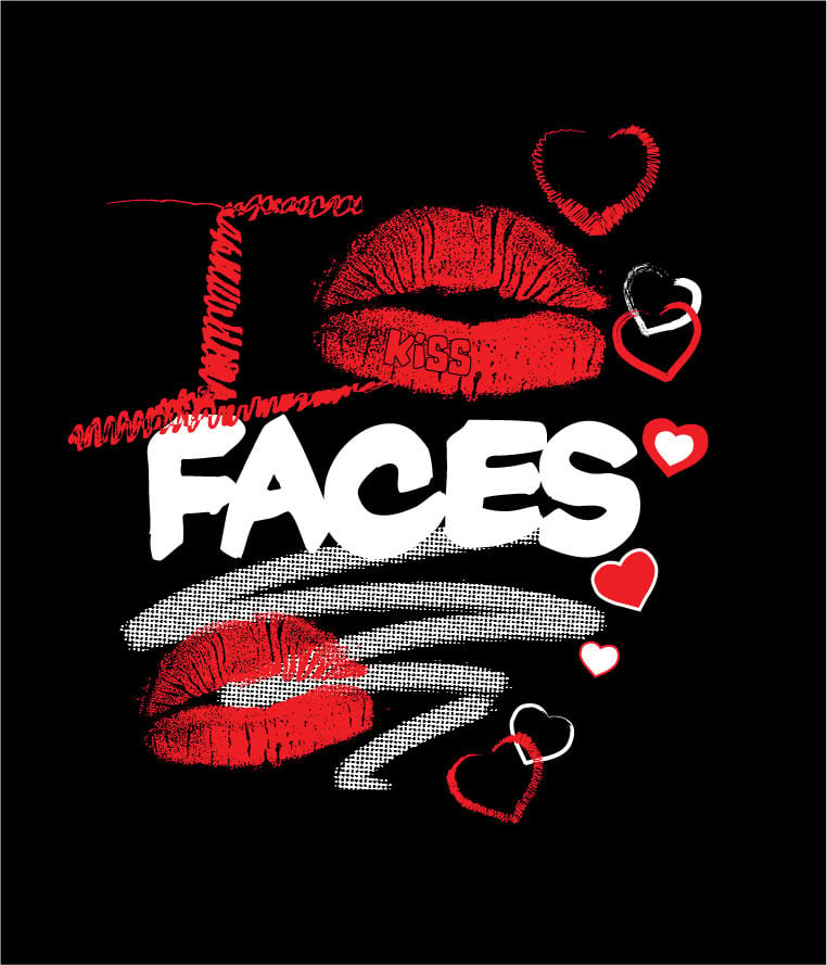 "I KISS FACES"  Blk/Red T-shirt!!!