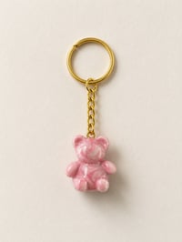 Image 1 of Pink Swirl Teddy Bear Keychain