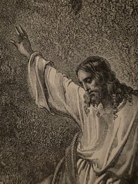 Image 6 of “Christ in the Garden " 1800's bible page with preserved spider web
