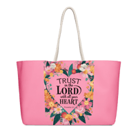 Image 2 of Oversized bag / purse (Trust in the Lord ) on light pink with floral 