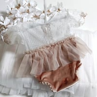 Image 3 of Newborn girls body-dress| Bessie | light brown | white