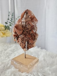 Image 3 of 1.1lb Chocolate Pagoda Calcite Crystal Specimen with Custom Stand