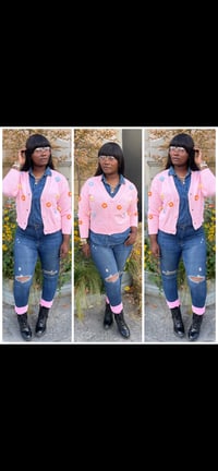 Image 1 of 2X Pink pop out flower cardigan