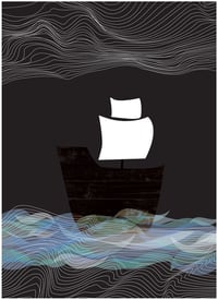 Image 1 of Ghost Ship By Night Art Print