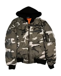 Image 1 of MA-1 Bomber Jacket Metal Logo Snow Camo