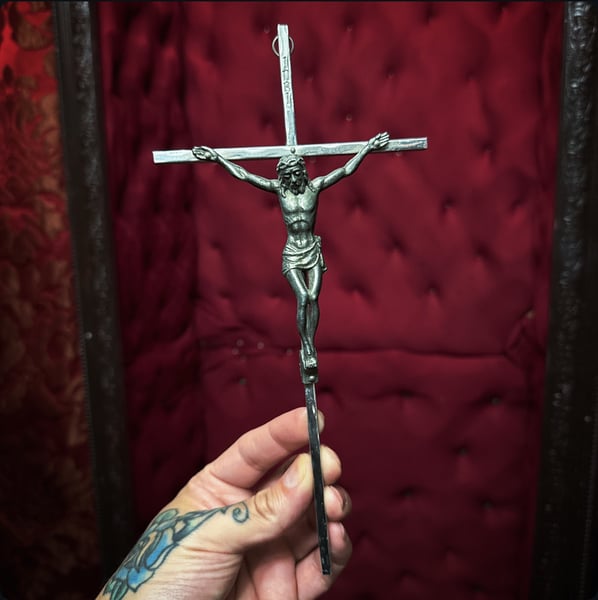 Image of Vintage Silver Funeral Crucifix