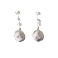 Image 2 of Sterling Silver and Freshwater Pearl Shell Studs