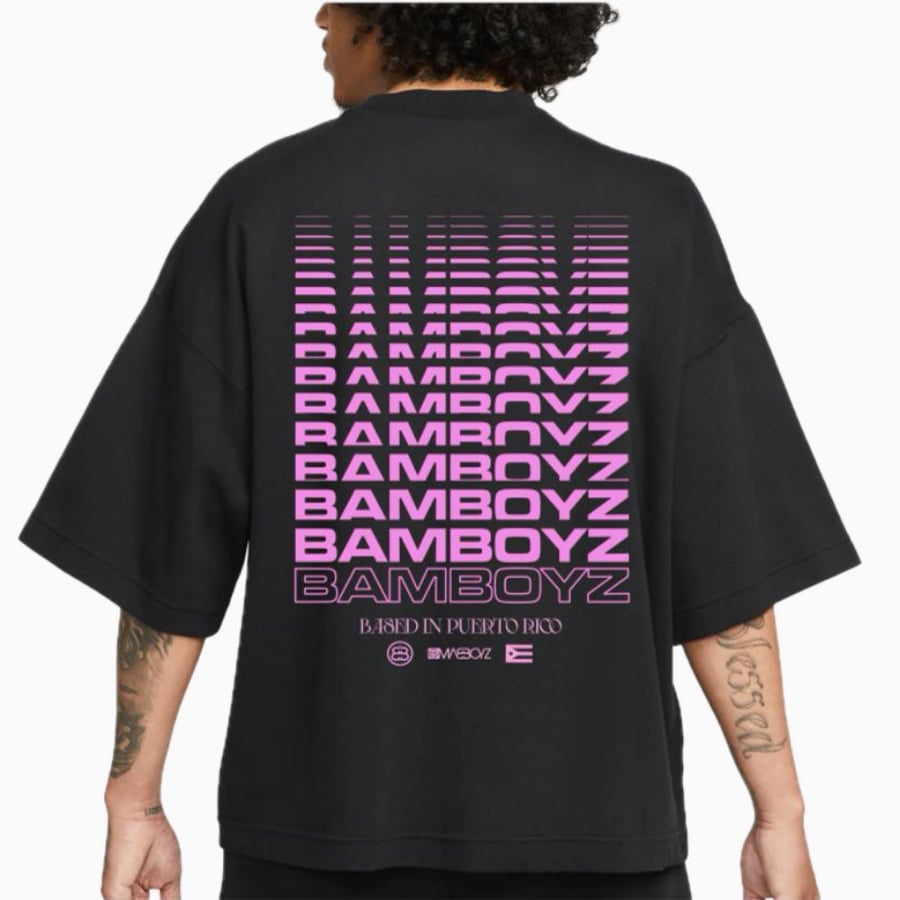 Image of Based in PR Boxy fit Black & pink T 