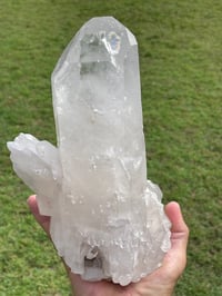 Image 1 of Etched Face Clear Quartz Statement Piece #1068