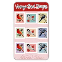 Image 1 of Vintage Bird Stamps - Sticker Sheet 