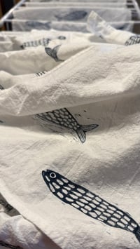 Image 2 of Fish Pattern Tea Towels  (SET OF 2) - Hand Stamped