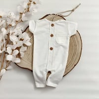 Image 3 of Newborn boys romper Lorenzo | sleeves | ecru