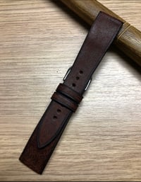 Image 3 of Distressed tobacco calfskin classic watch strap