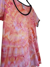 Image 5 of ♻️ UPCYCLED XXS Lularoe Ringer Tee in Peachy Spiral Ice Dye
