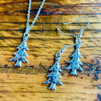 Image 2 of Set of 5 pairs of Christmas tree silver plated earrings 