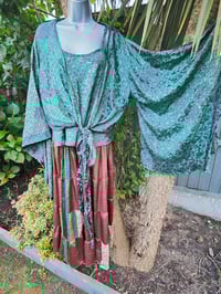 Image 8 of Zara Split Skirt- Jade Green and Brown