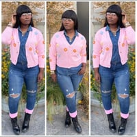 Image 2 of 2X Pink pop out flower cardigan
