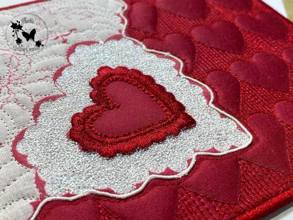 Image of Custom Quilted Vintage Keepsake Postcard- Vintage Handkerchief Valentine Card