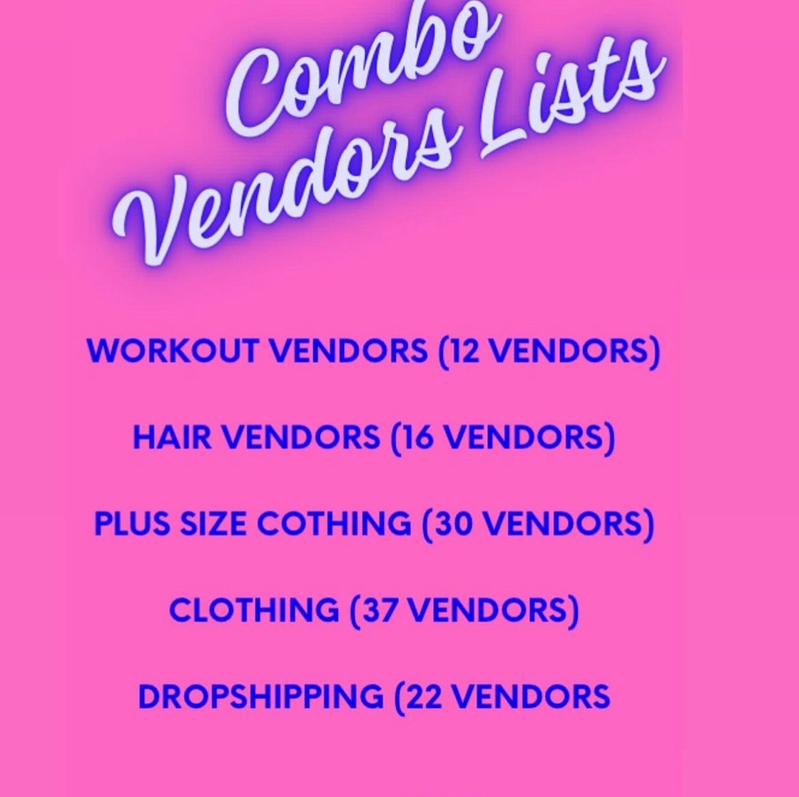 Image of Combo Vendors Wholesale List- Instant download
