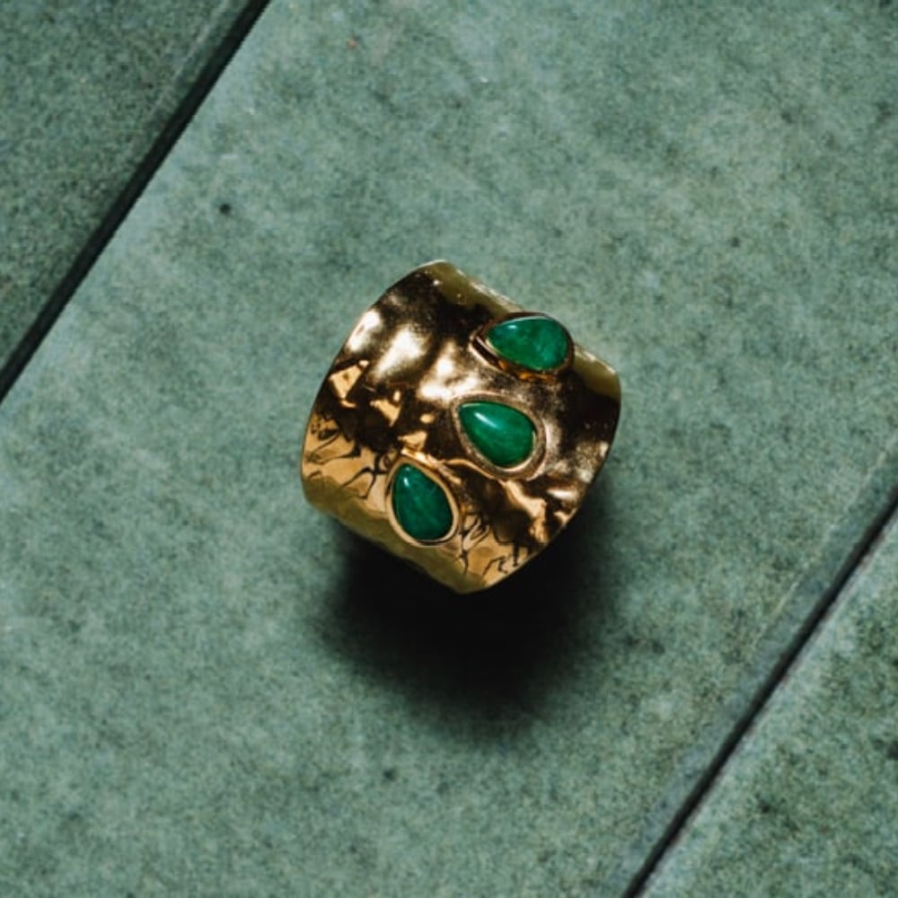Image of ESMERALDA Natural Stone and 18k Gold Plated Ring