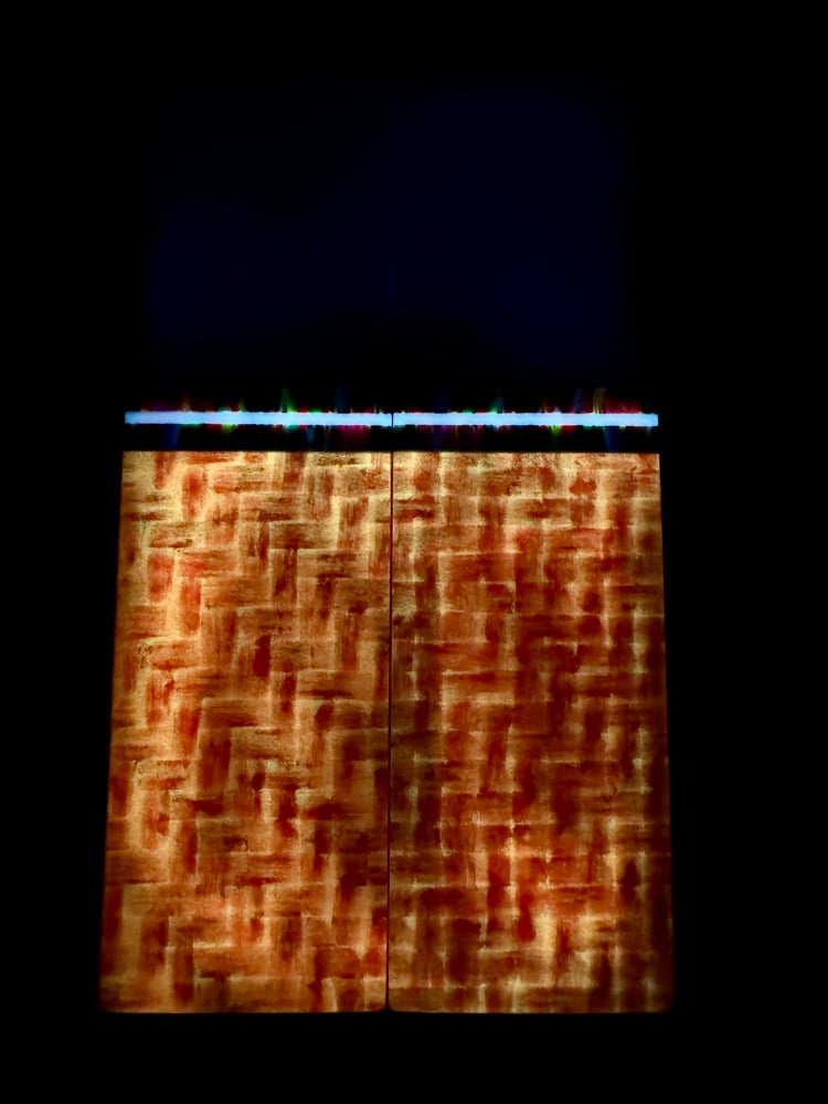 Image of White Faux Ivory & Rainbow Carbon Fiber GLOW Knife Scales