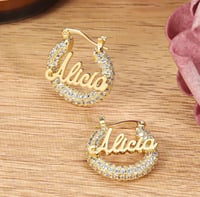 Image 1 of Mini Custom Gold Diamond Hoops