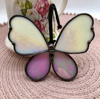 Image 3 of Pink & Ivory Stained Glass Butterfly 