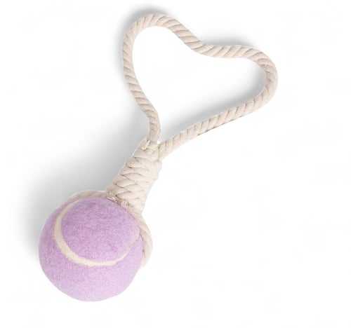 Image of Personalized Lilac Knotted Tennis Ball Chew Toy Rope Tug-Of-War Interactive Toy 