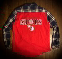 Upcycled “Guardians” t-shirt flannel