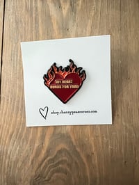 Image 3 of My Heart BURNS for Yarn - Enamel Pin