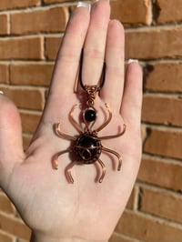 Star Garnet & Obsidian Spider Pendant