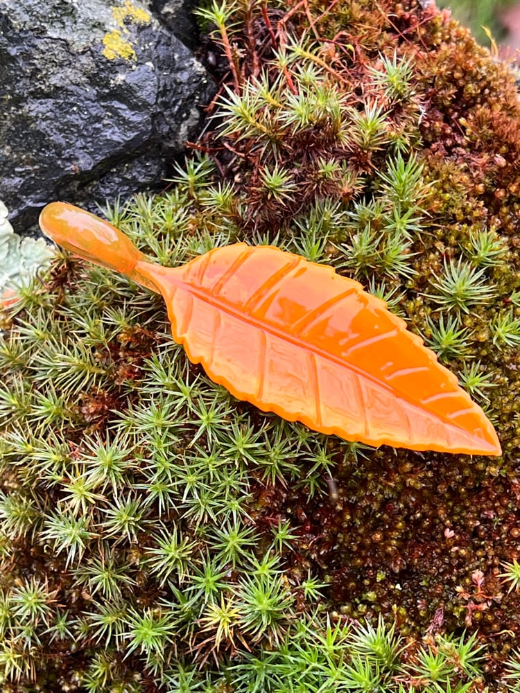 Image of Orange Sunburst Leaf Pendant