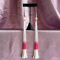 Image 1 of 6 strand beaded dangle earrings