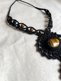 Image 3 of macrame necklace with double tigers eye