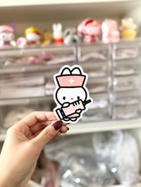 Pink Nurse Bunny Vinyl Sticker