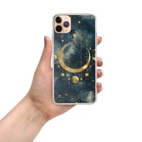 Image 4 of Blue and Gold Celestial Moons Design Clear Case for iPhone®