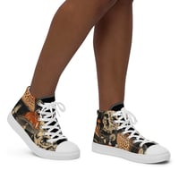 Image 1 of Goblincore Skull and Mushroom Grunge/Punk Women’s High Top Canvas Shoes