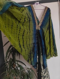 Image 9 of Wanderlust maxi dress Sari tie dye GREEN BLUE