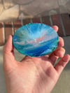 “sliver of pink in the sunset” oil on 3” wood oval 