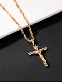 Image 1 of Men Cross necklace pendant and twisted chain