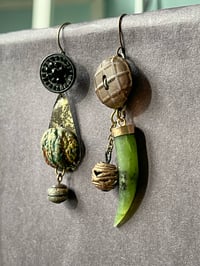 Image 3 of Junk Drawer Gems, mixed media earrings (Buttons)