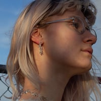 Image 3 of Silver Moss Chainlink Earrings - 2