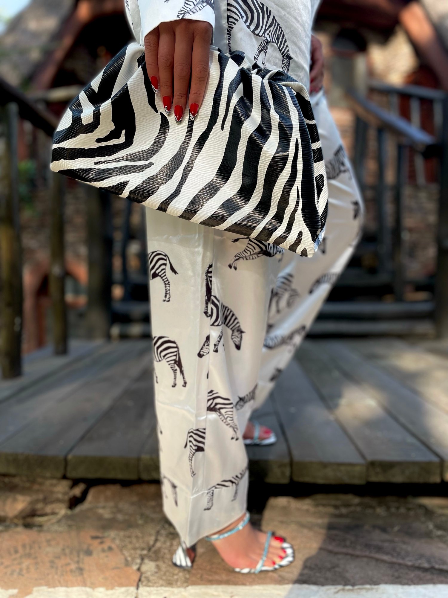 Image of ZEBRA PRINT SILKY 3-PIECE PAJAMA SET (CAD SIZE 12)